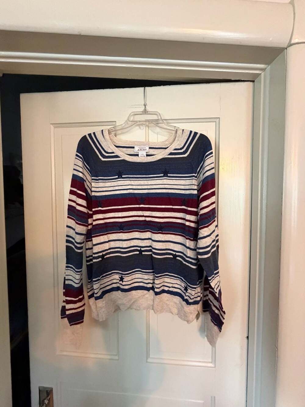 Ariat You're A Star Sweater Size Large Striped Crewneck